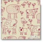 Timeless Treasures - Green Acres - Farm-c7745-tanred